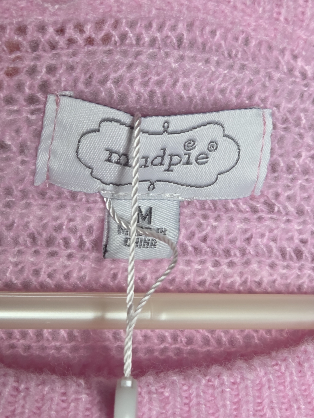 Mud Pie Two-Tone Pink and Cream Crewneck Sweater - Picture 3 of 9